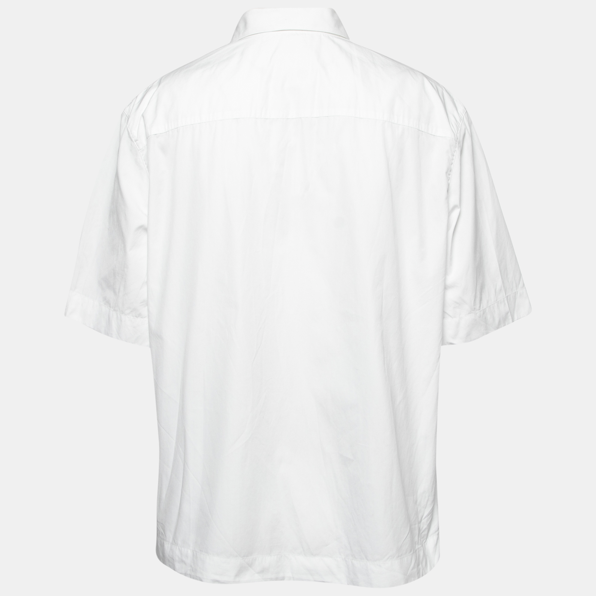 

Givenchy White Cotton Zip Front Half Sleeve Shirt