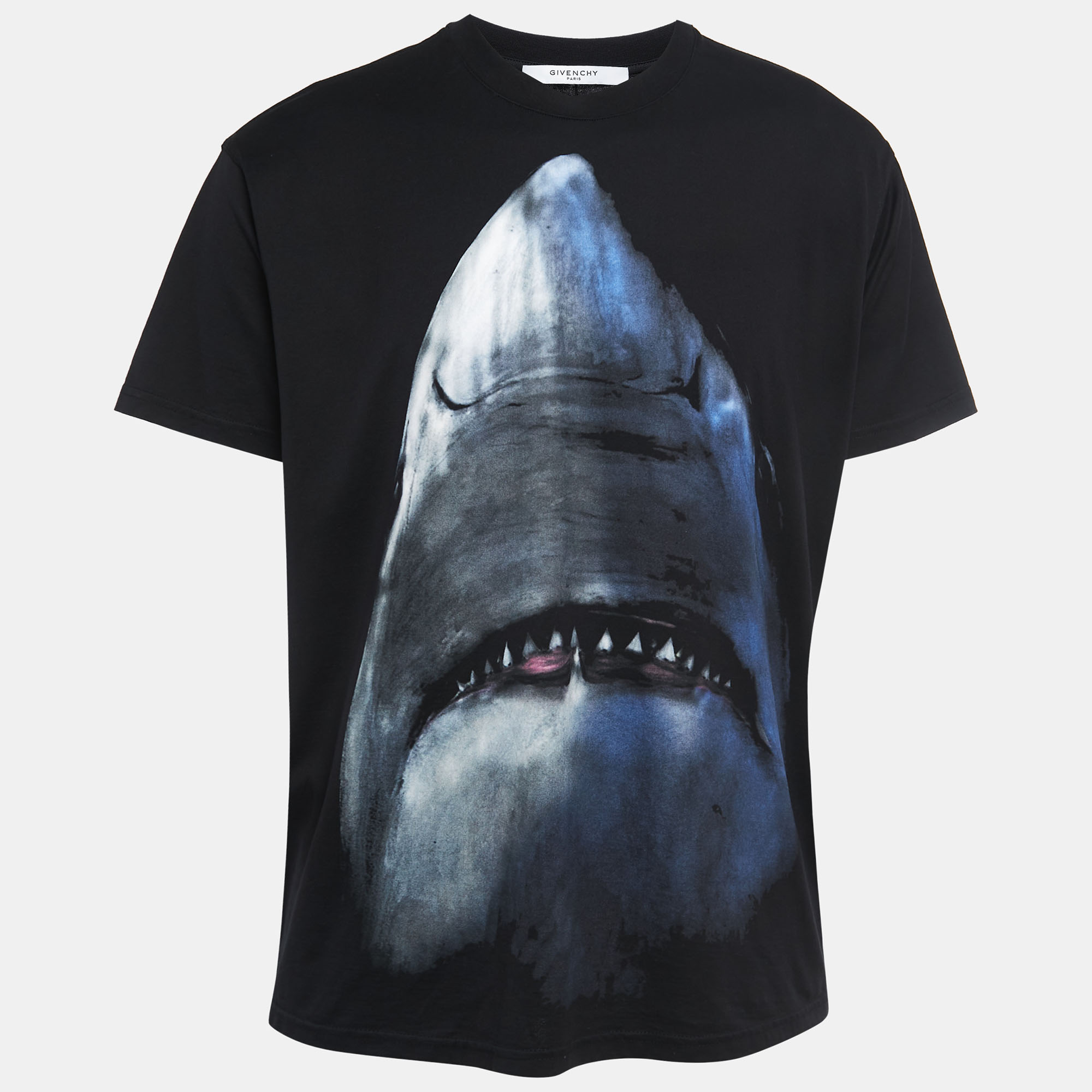 Pre-owned Givenchy Black Cotton Shark Printed T-shirt S