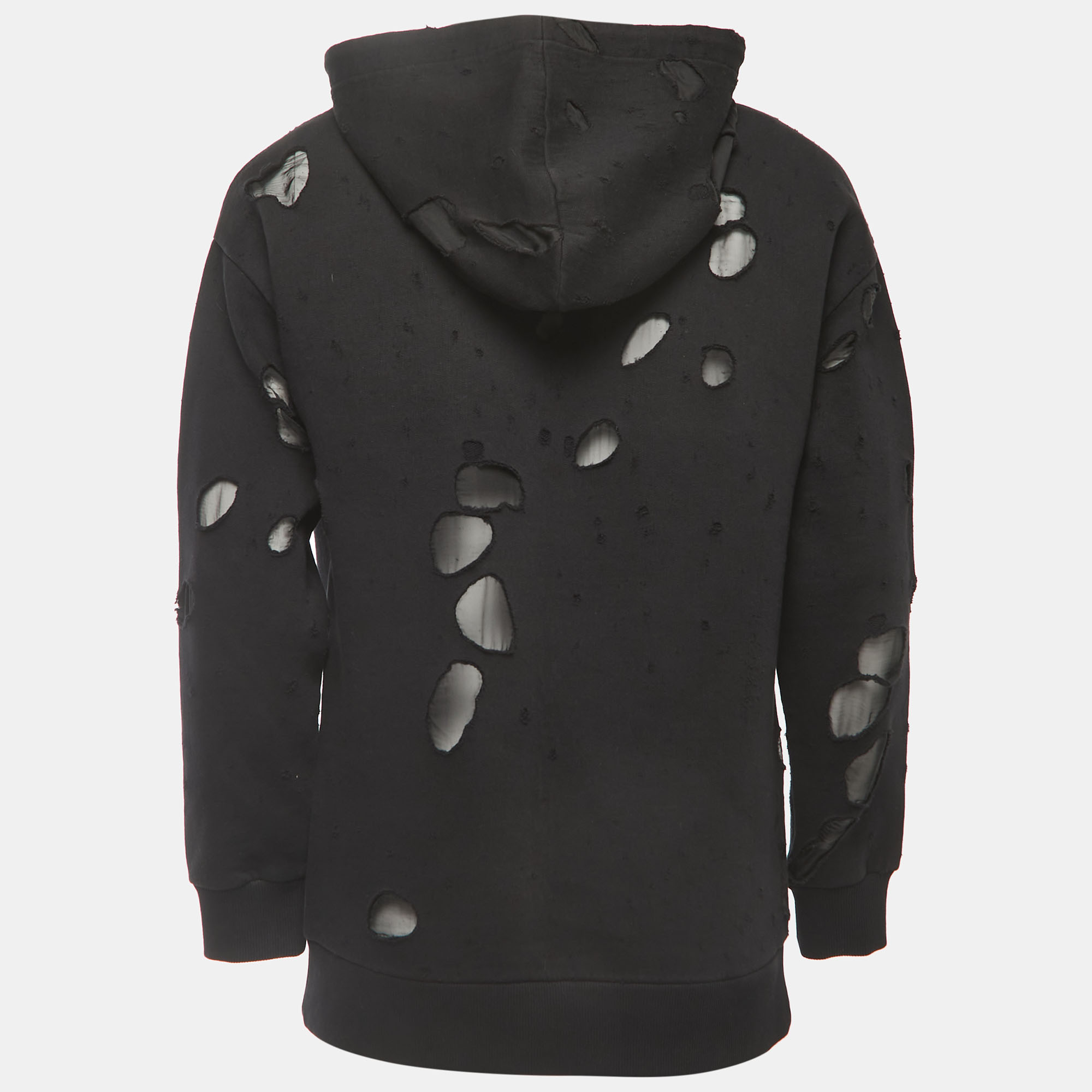 

Givenchy Black Distressed Logo Print Cotton Hoodie