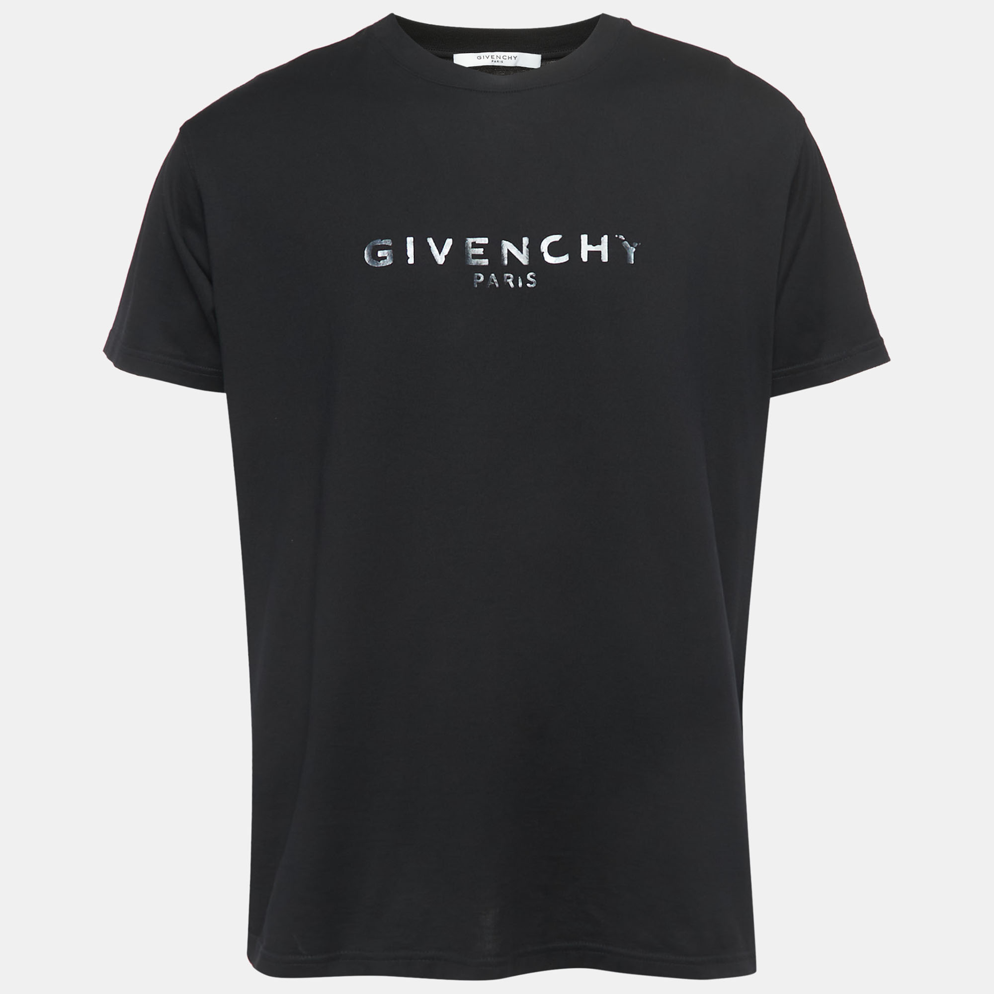 Pre-owned Givenchy Black Logo Print Cotton Oversized T-shirt S