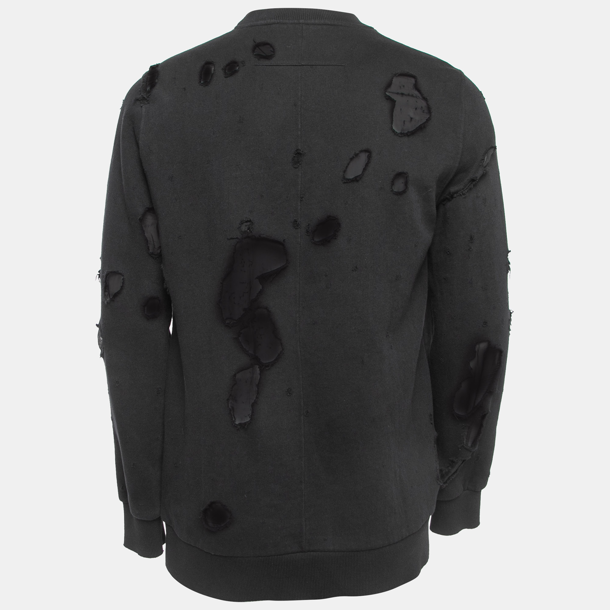 

Givenchy Black Logo Print Distressed & Ripped Cotton Crew Neck Sweatshirt