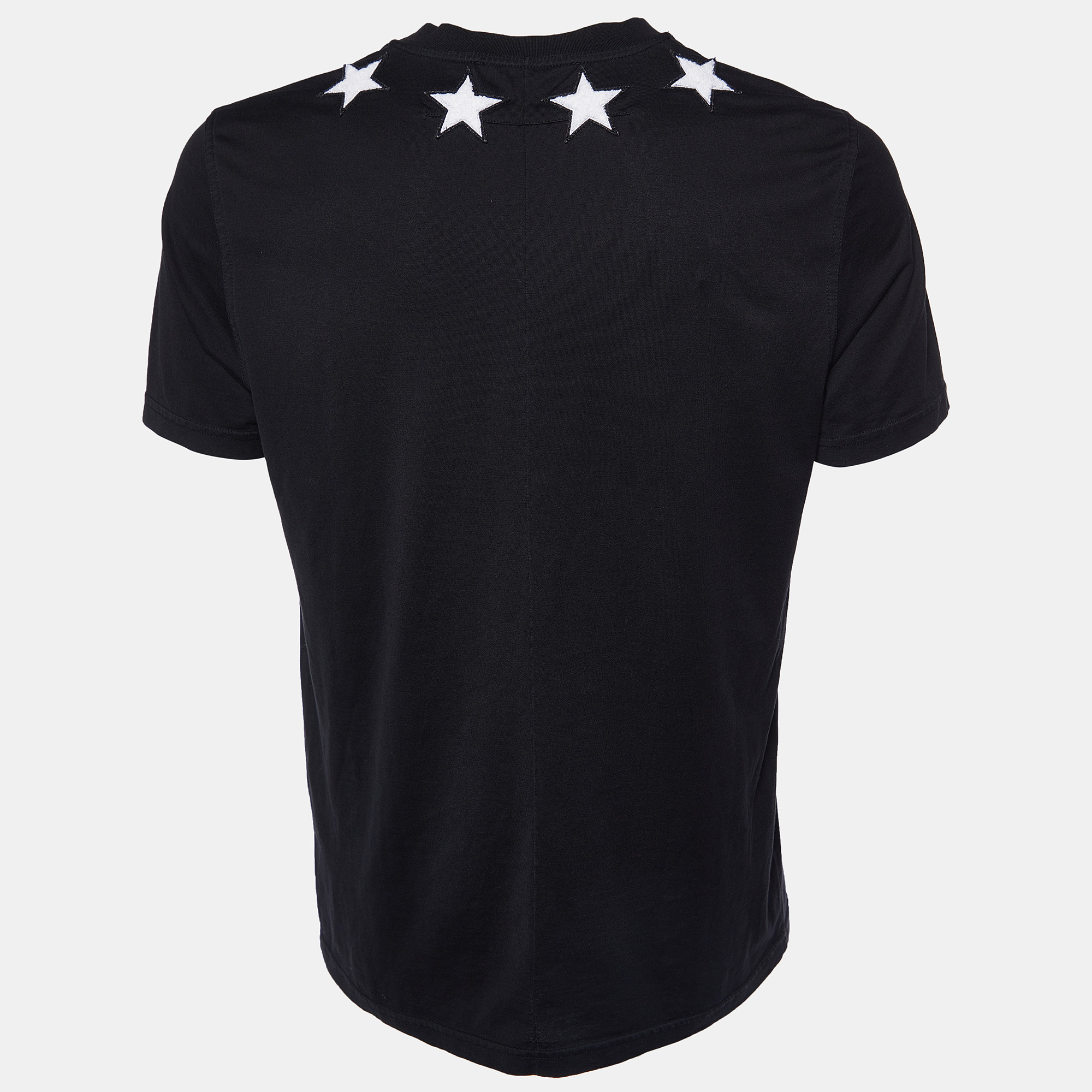 

Givenchy Black Stars Appliqued Cotton Cuban Fit T-Shirt