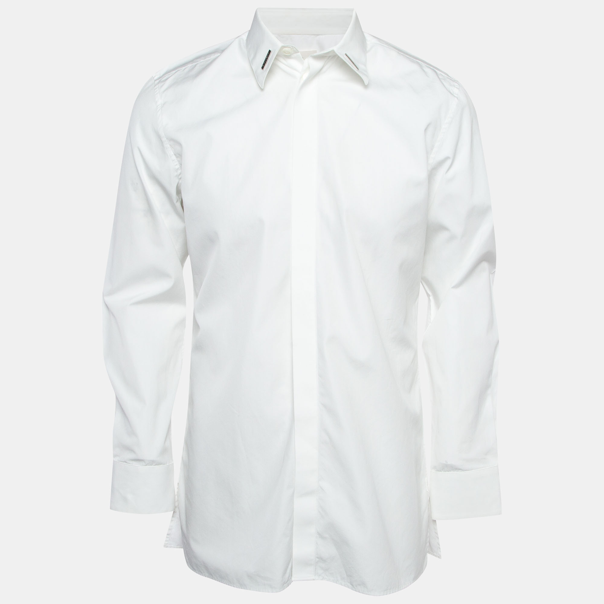 

Givenchy White Cotton Hardware Detail Button-Up Shirt