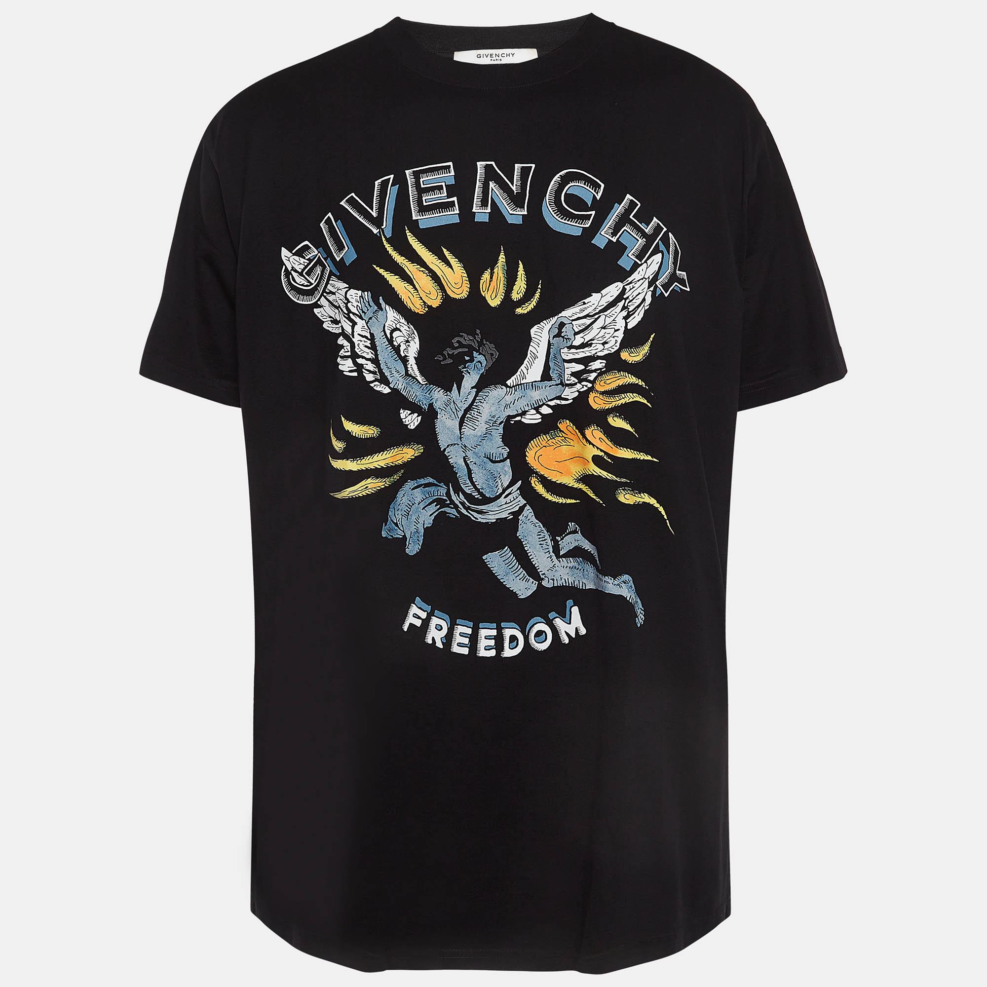 

Givenchy Black Freedom Angel Print Cotton T-Shirt L