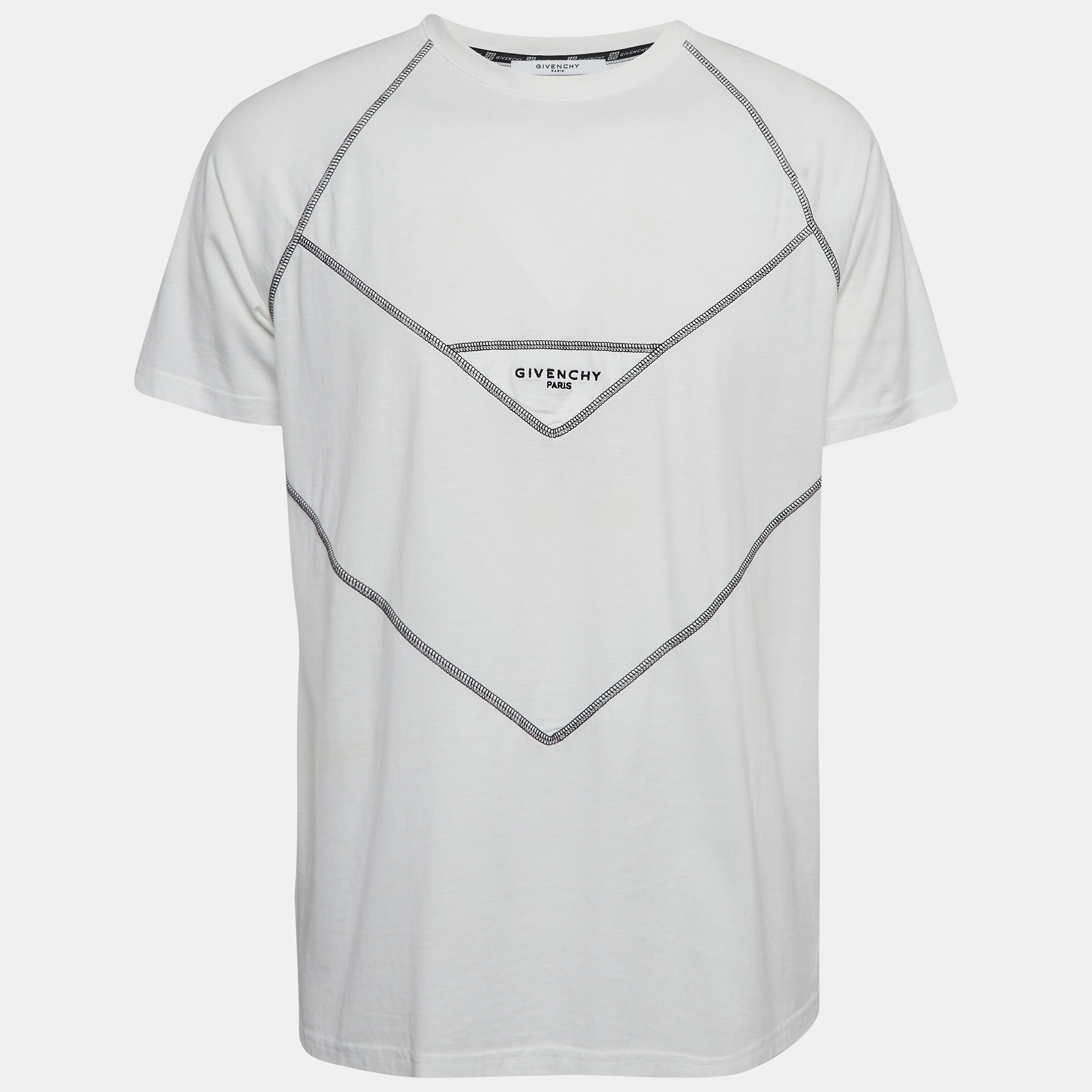 

Givenchy White Contrast Stitch Jersey T-Shirt S