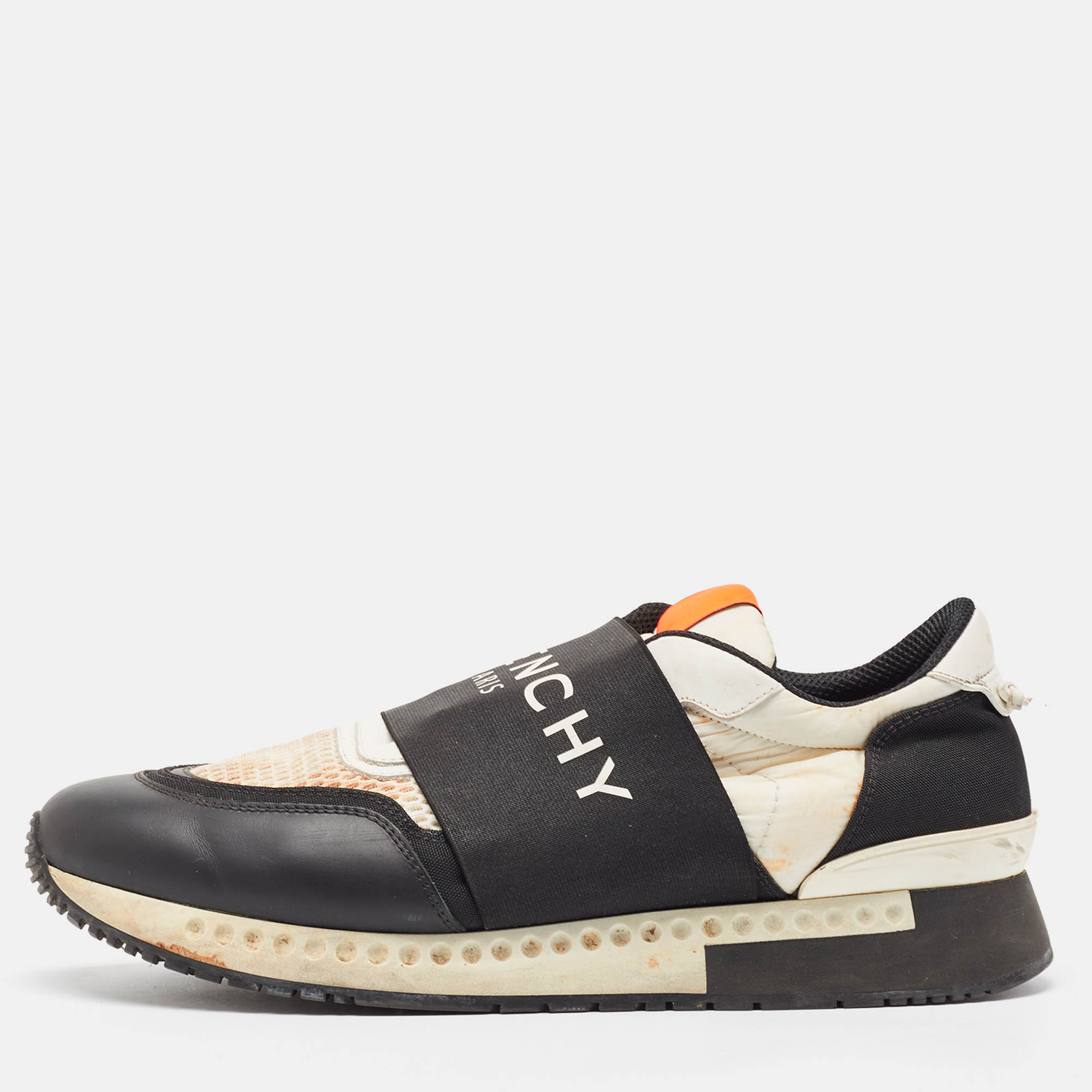 

Givenchy Black/White Leather and Mesh Runner Active Sneakers Size