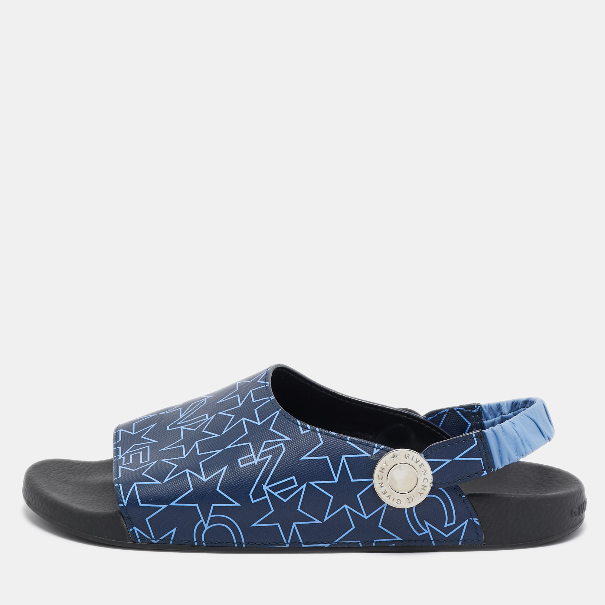 

Givenchy Blue Canvas Slingback Flat Sandals Size
