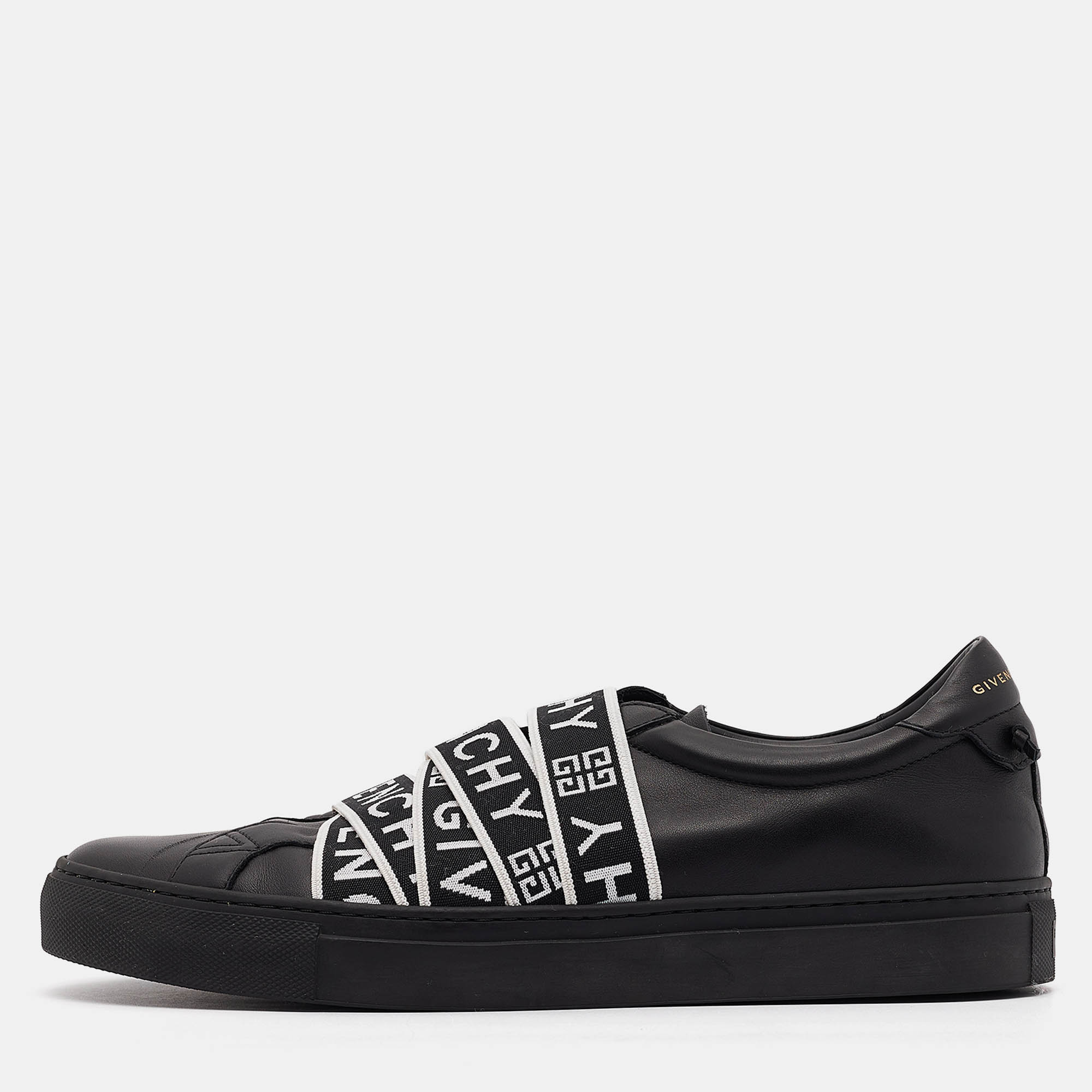 

Givenchy Black Leather 4G Webbing Detail Low Top Sneakers Size