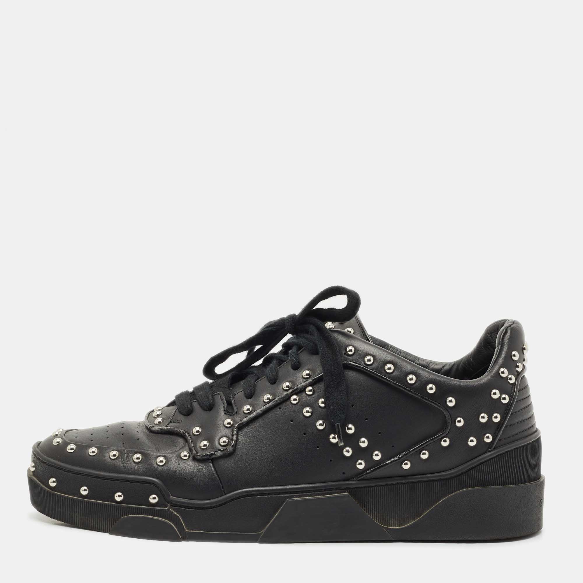 

Givenchy Black Studded Leather Tyson High Top Sneakers Size