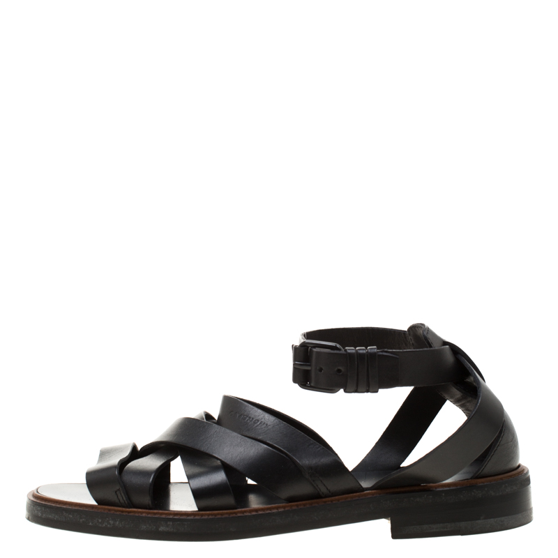 

Givenchy Black Leather Crisscross Ankle Strap Sandals Size