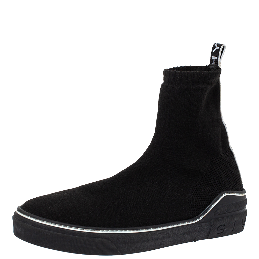 Givenchy Black Knitted Fabric George V Mid Sock Sneakers Size 43