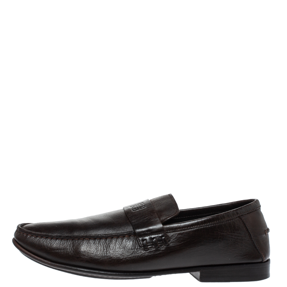 

Givenchy Dark Brown Leather Slip On Loafers Size