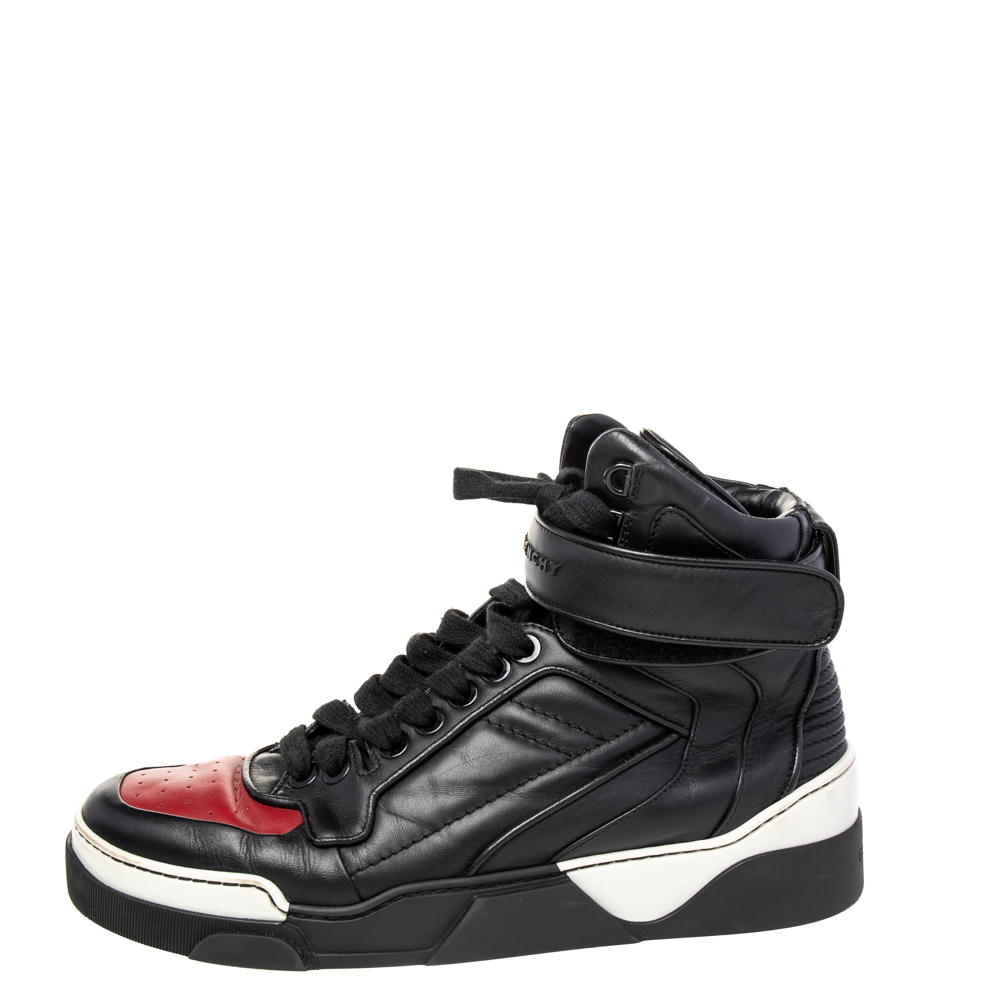 

Givenchy Black/Red Leather High Top Sneakers Size