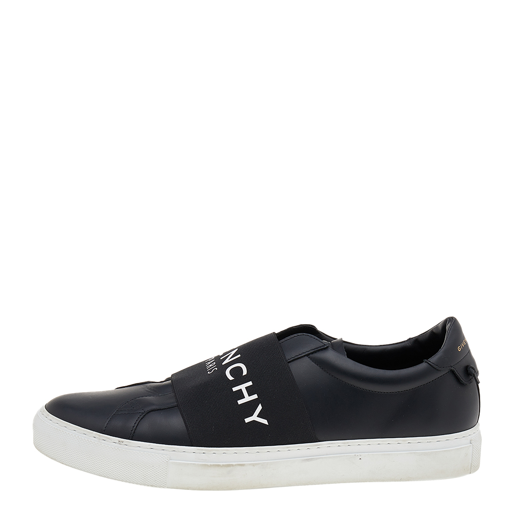 

Givenchy Black Leather Urban Street Logo Slip On Sneakers Size