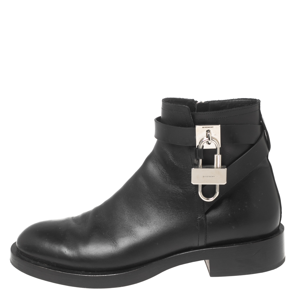 

Givenchy Black Leather Padlock Ankle Boots Size