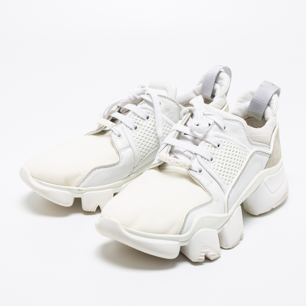 

Givenchy White Leather And Suede Jaw Sneakers Size