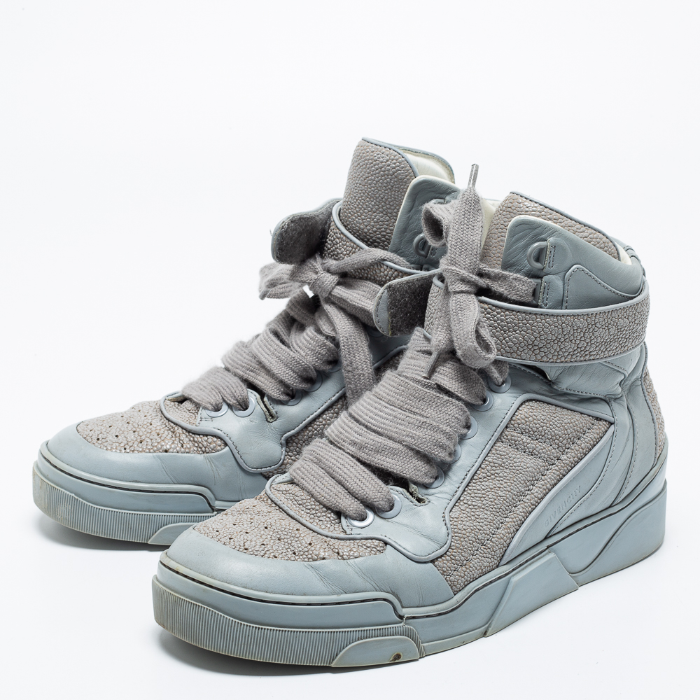 

Givenchy Grey Leather High Top Sneakers Size