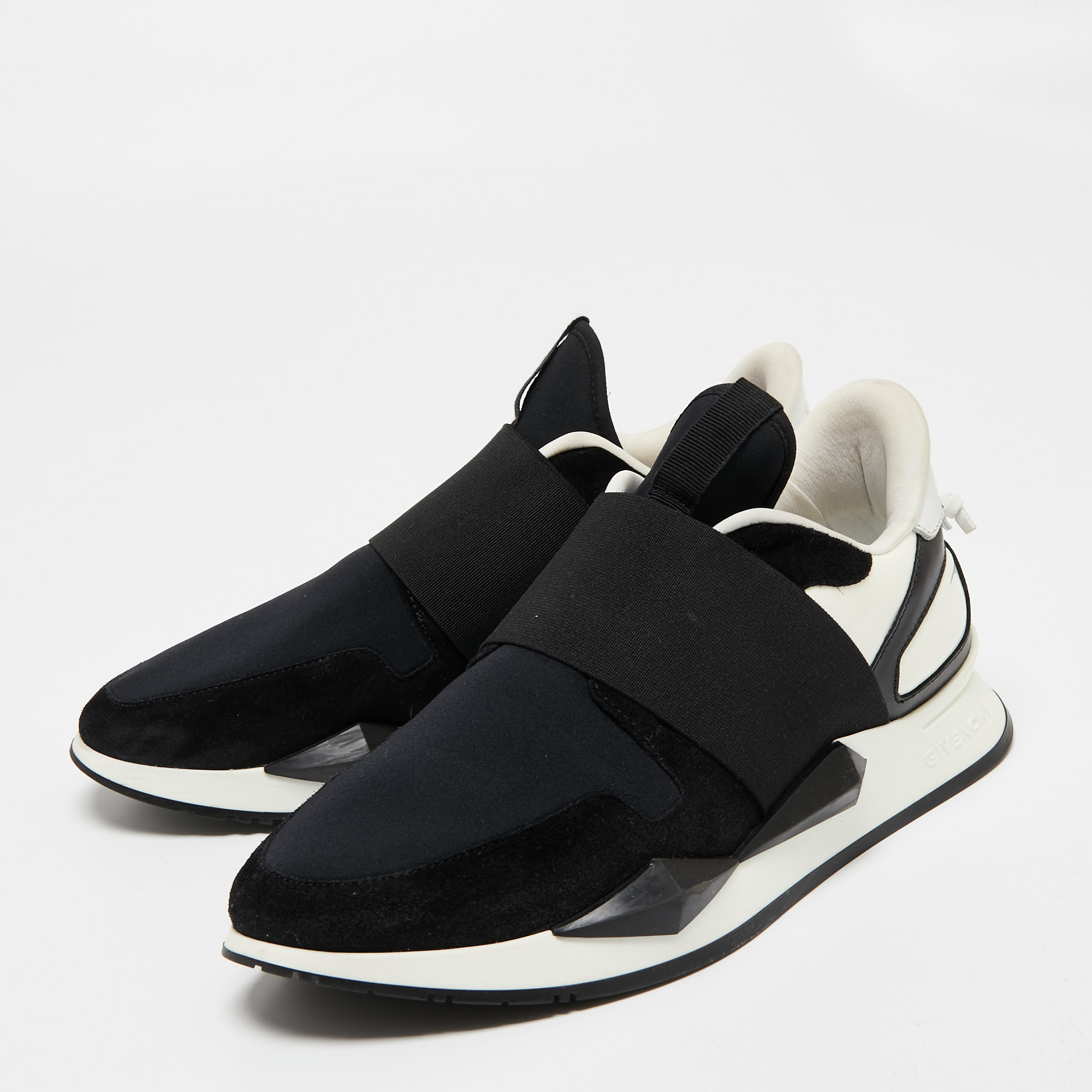 

Givenchy Black/White Suede and Nylon Runner Elastic Slip On Sneakers Size
