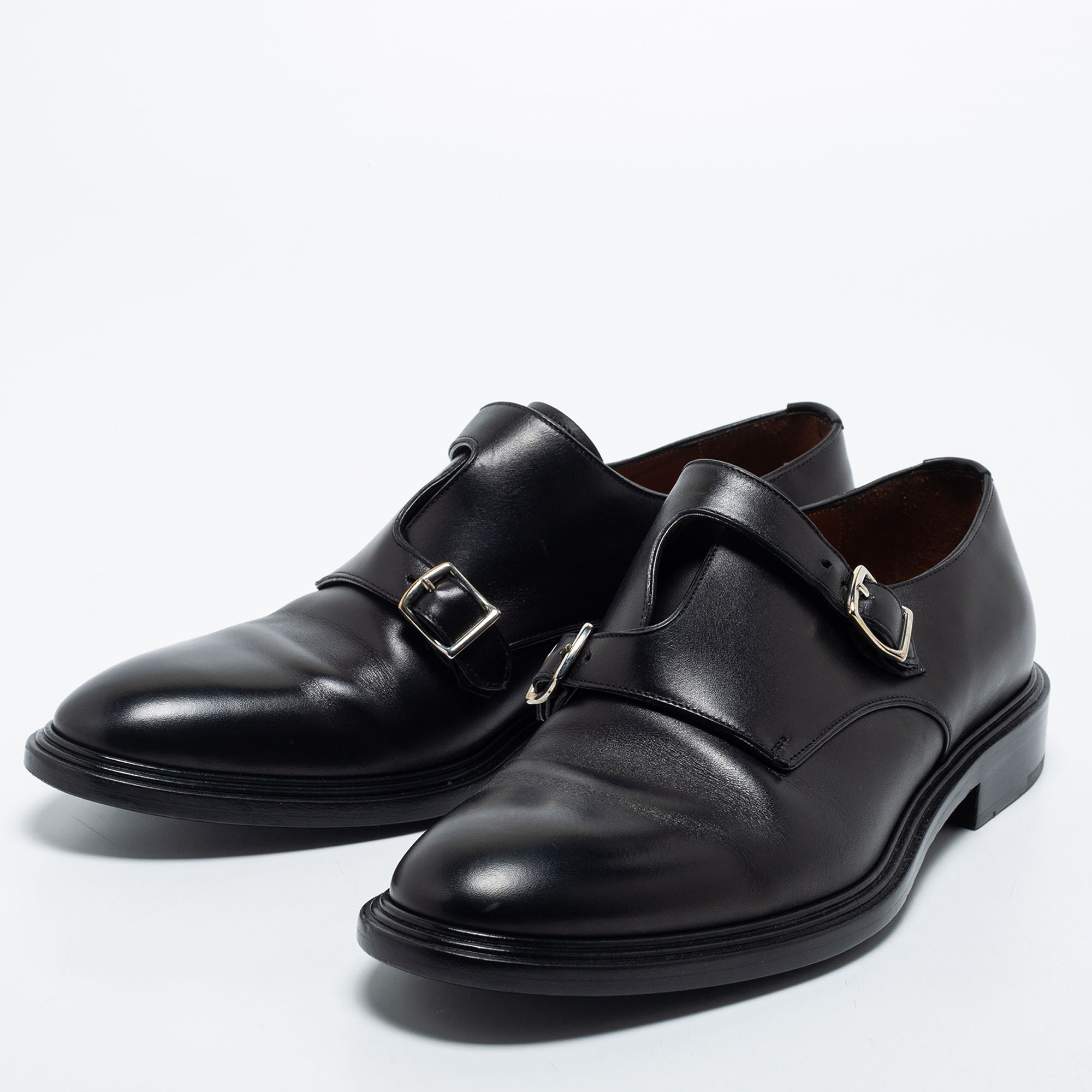

Givenchy Black Leather Buckle Monk Derby Size