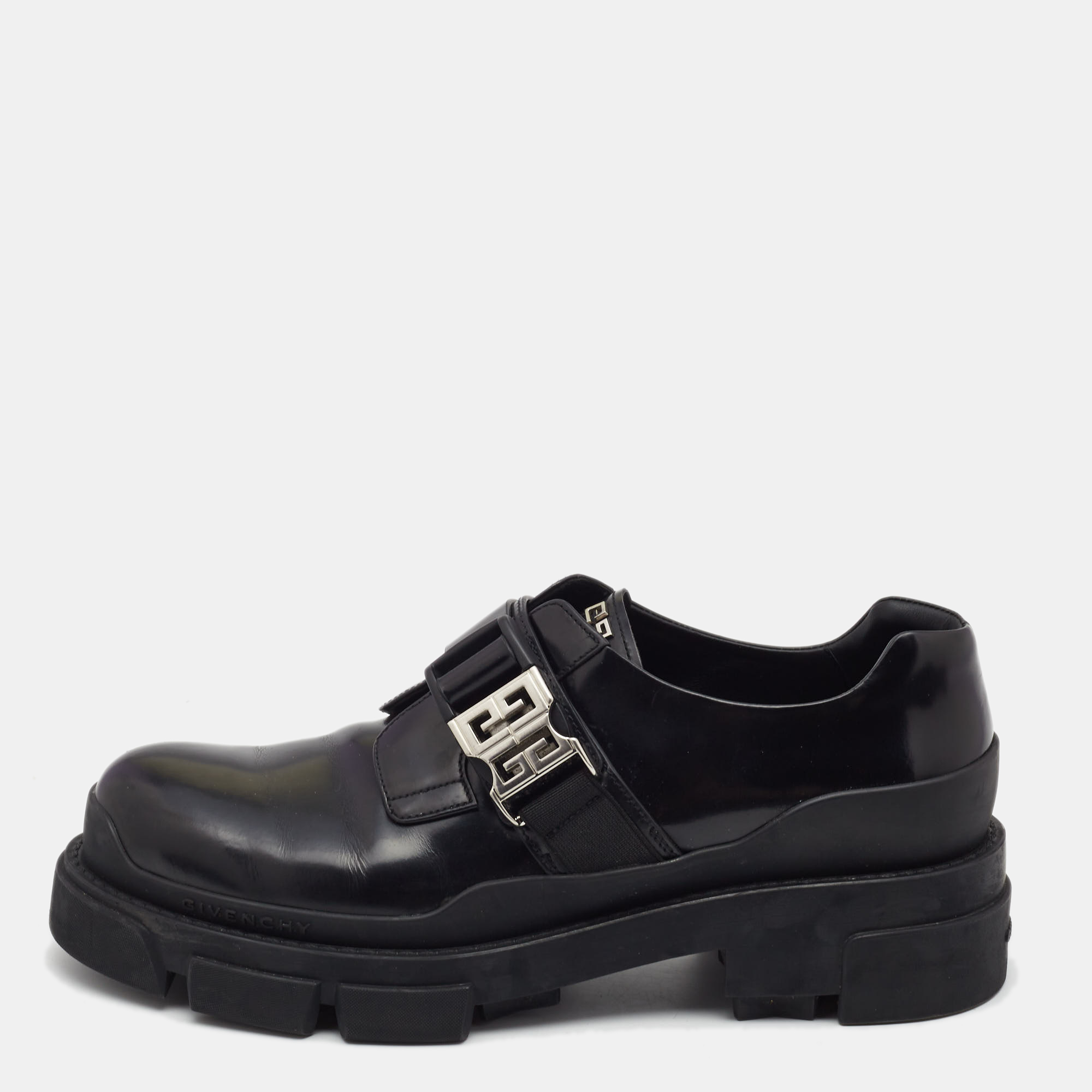 Givenchy Black Leather Buckle Monk Derby Size 41