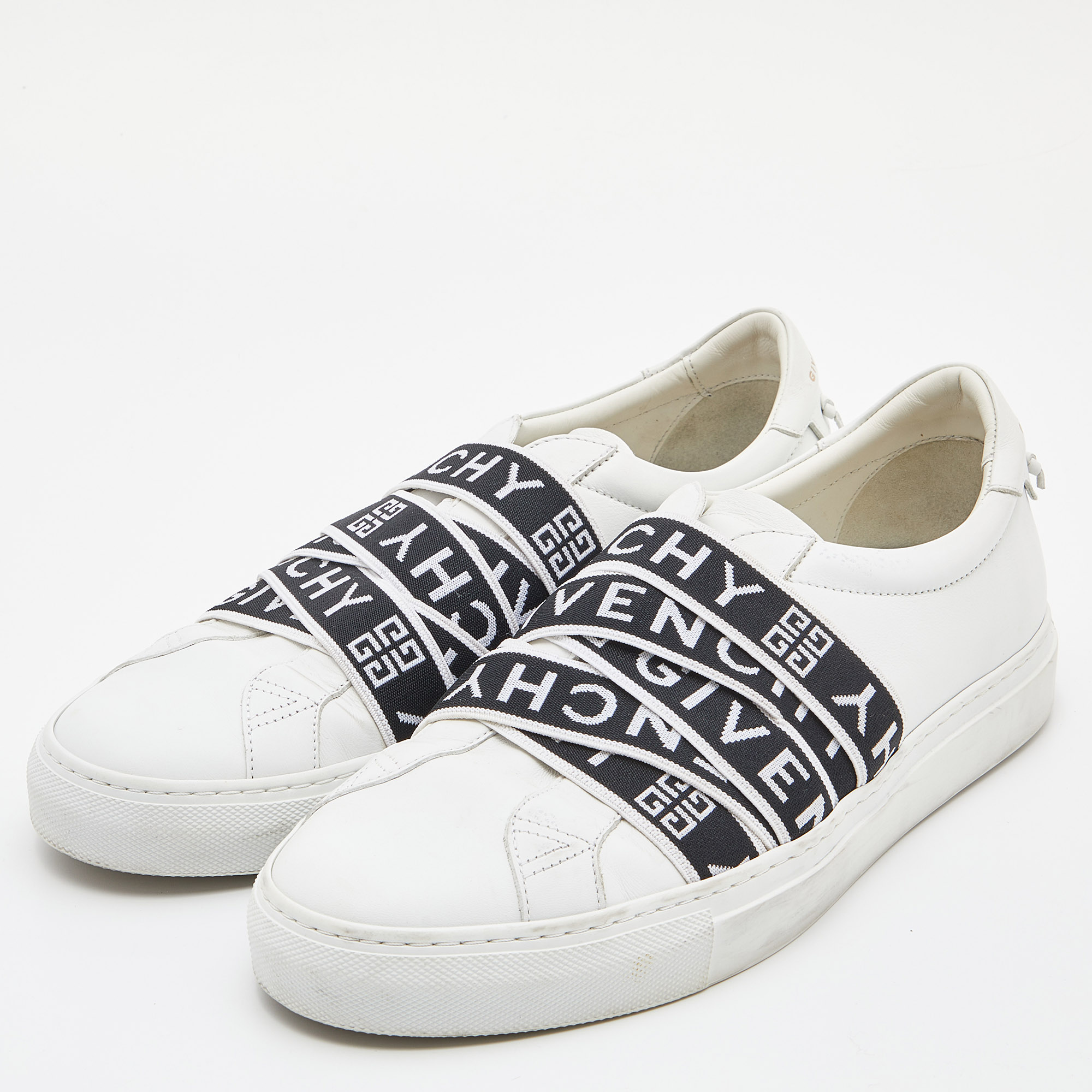 

Givenchy White Leather and Stretch Band Urban Street Slip On Sneakers Size