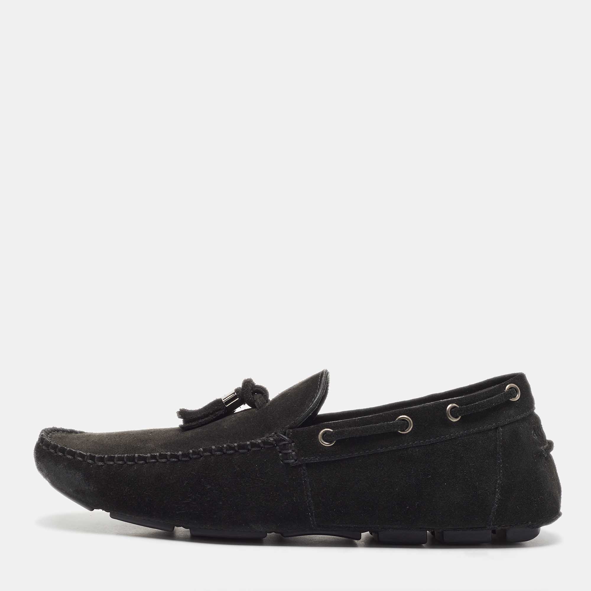 Pre-owned Givenchy Black Suede Tassel Detail Slip On Loafers Size 41