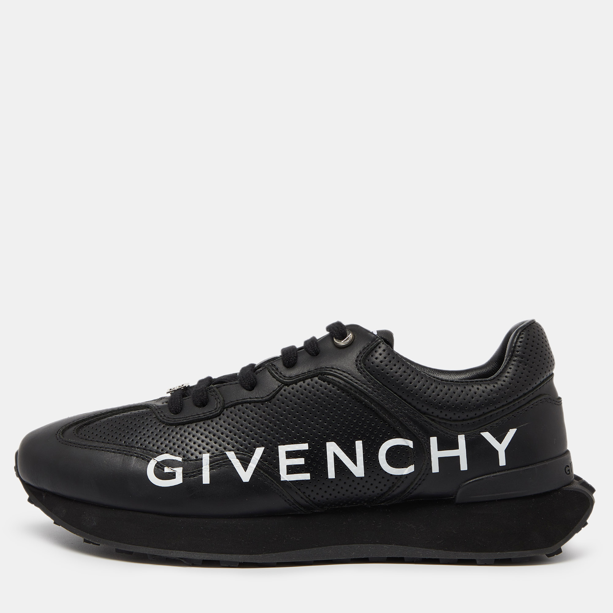 Pre-owned Givenchy Black Leather Lace Up Sneakers Size 45
