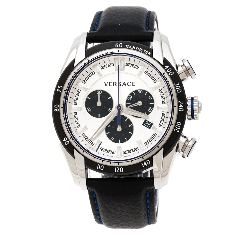 Pre Owned Versace Silver Stainless Steel V-Ray VDB Men's Wristwatch 44 mm