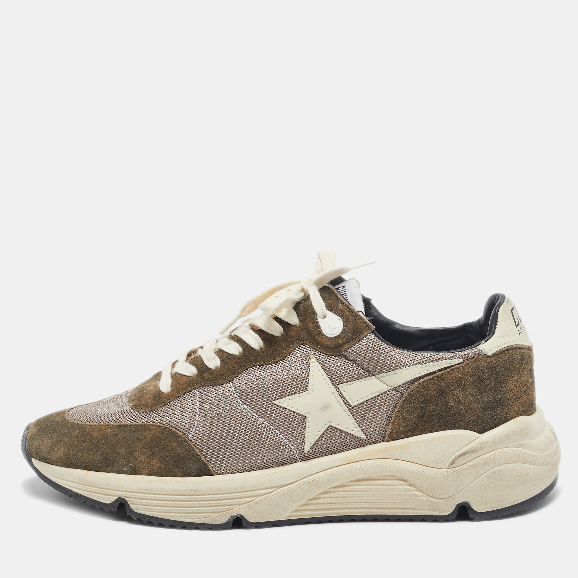 

Golden Goose Green/Beige Suede and Mesh Running Sneakers Size