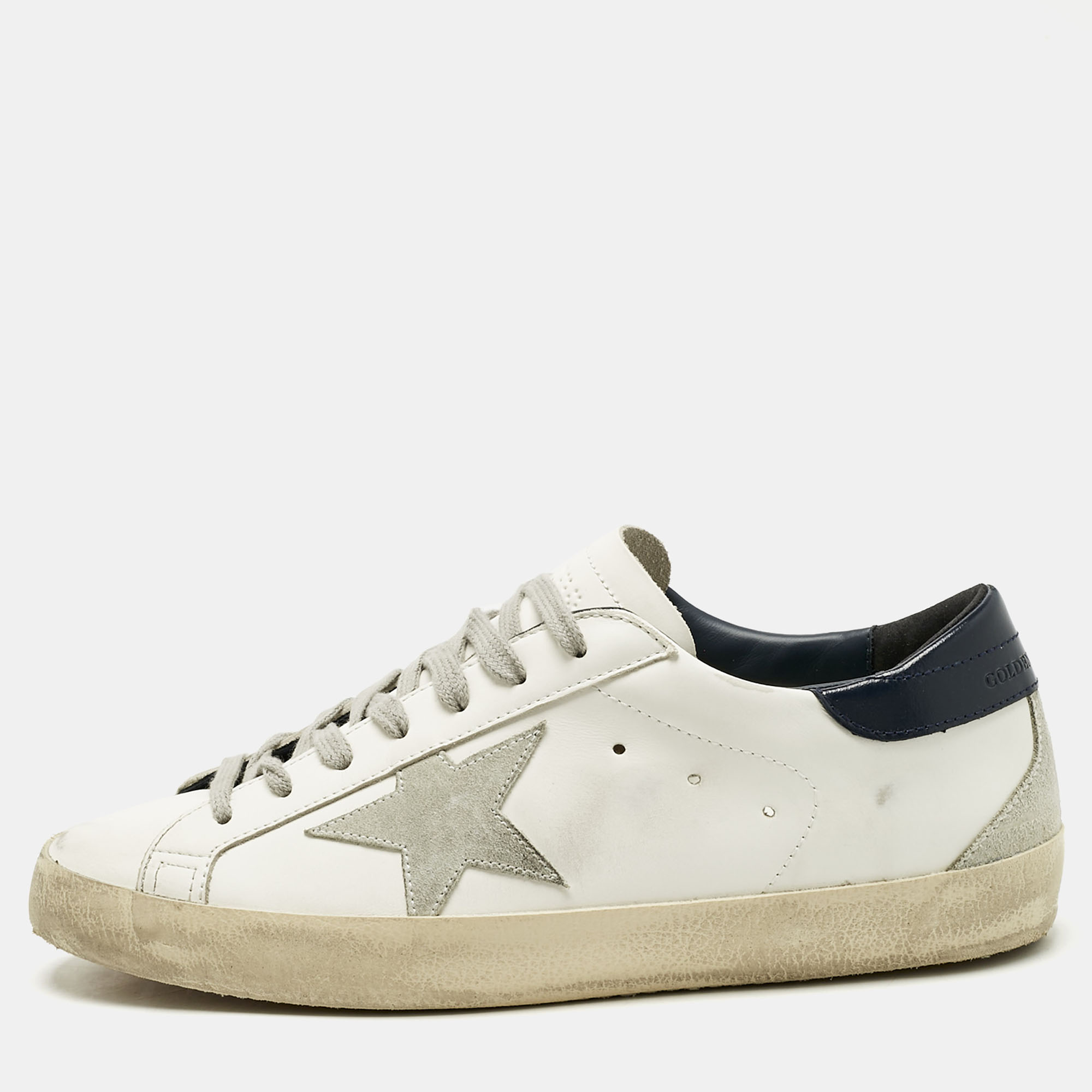 

Golden Goose White Leather Super Star Sneakers Size