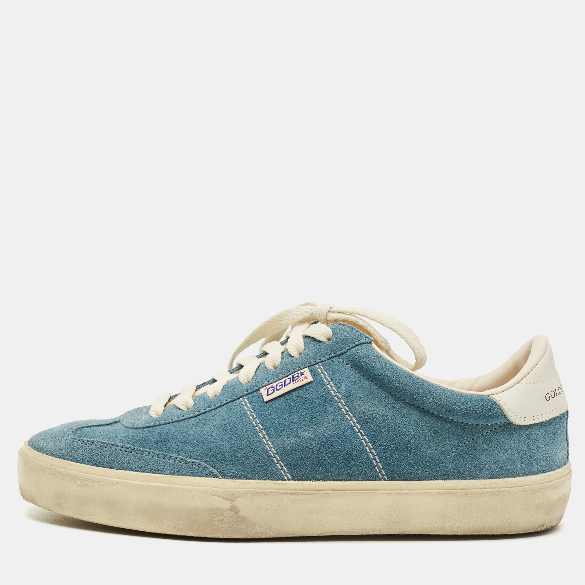 

Golden Goose Blue Leather and Suede Soul Star Lace Up Sneakers Size