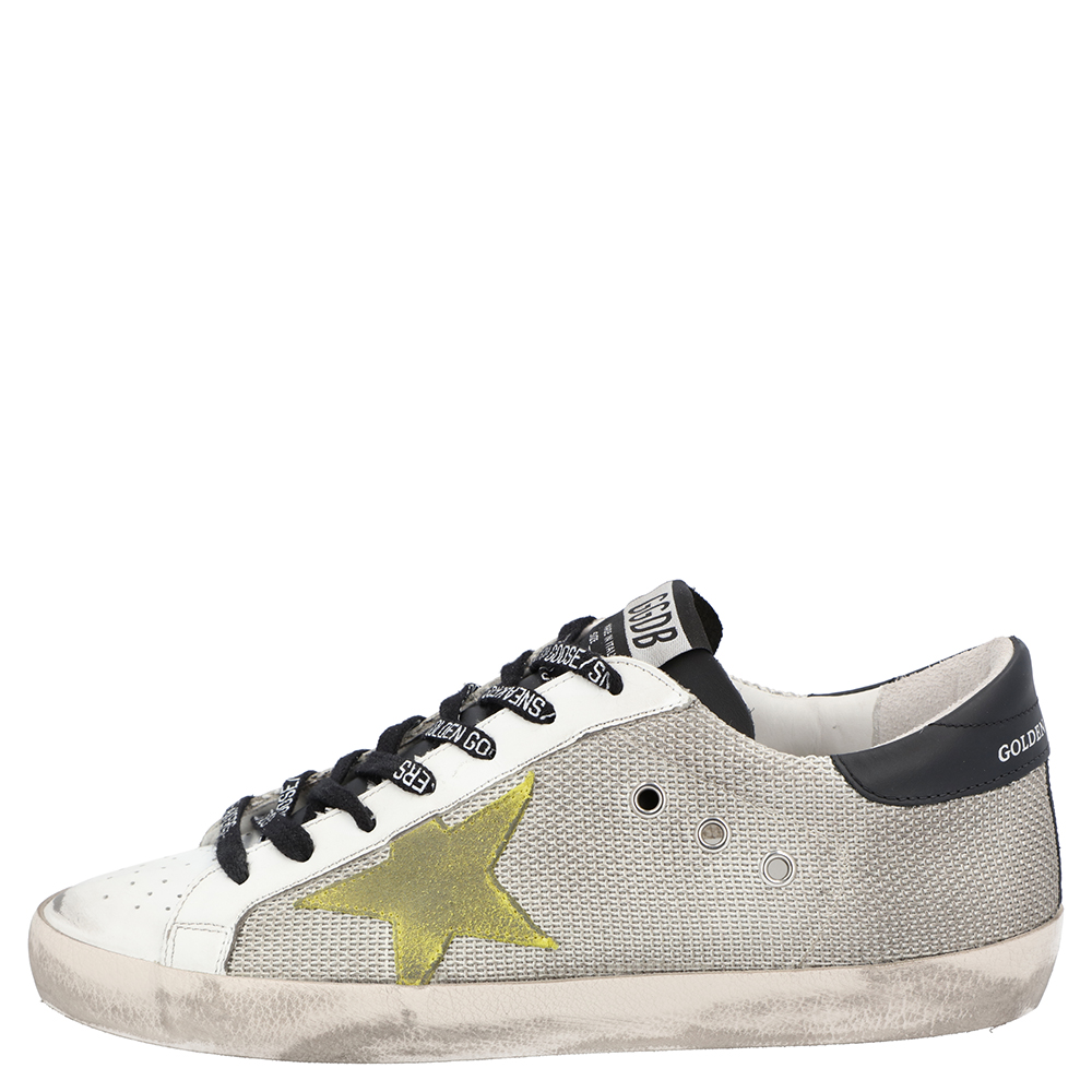 

Golden Goose White/Grey Leather and Nylon Cord Superstar Sneakers Size EU