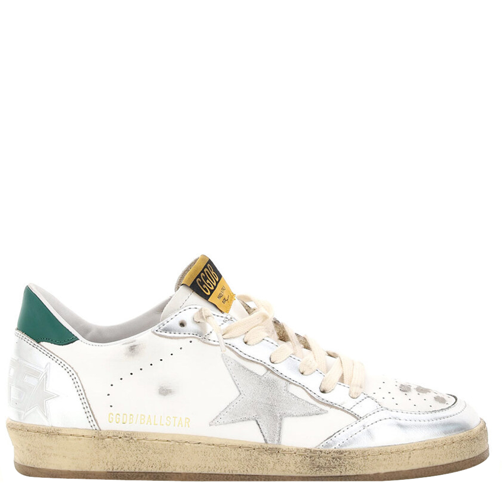 Pre-owned Golden Goose White/green Ball Star Sneakers Size Eu 43 In Silver