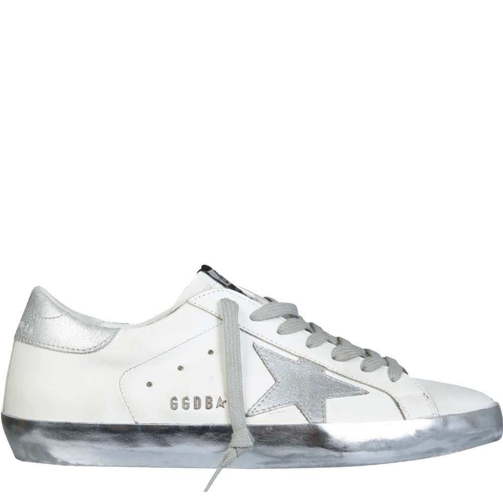 Pre-owned Golden Goose White/silver Super Star Sneakers Size It 41