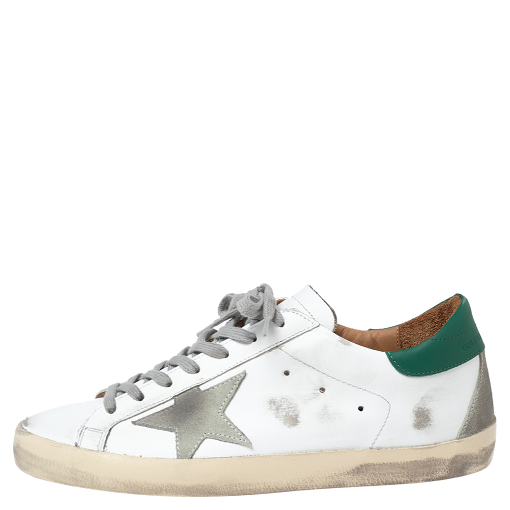 

Golden Goose Green Leather Superstar Low Top Sneakers