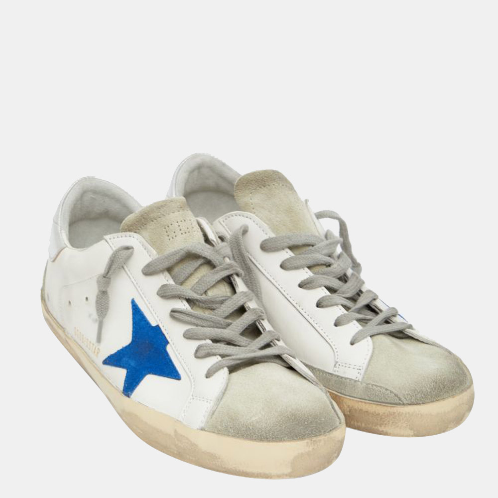 

Golden Goose White Super-star Leather Blue star Sneakers Size EU