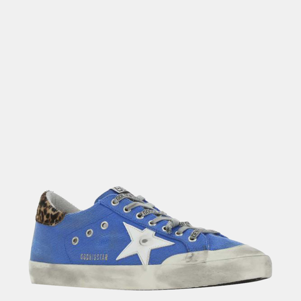 

Golden Goose Blue Leather and Leopard Print Sneakers Size EU
