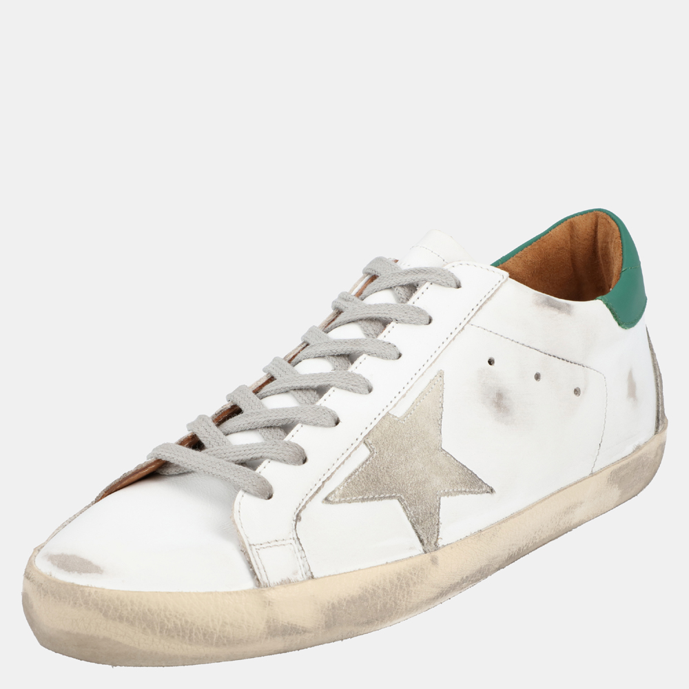 

Golden Goose White/Green Leather Superstar Sneakers Size EU