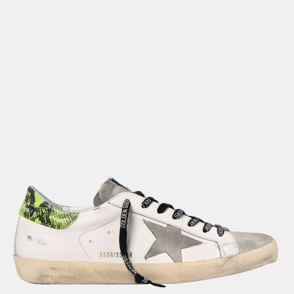 Pre Owned Golden Goose White Super-Star Classic Low-Top Sneakers Size EU 44