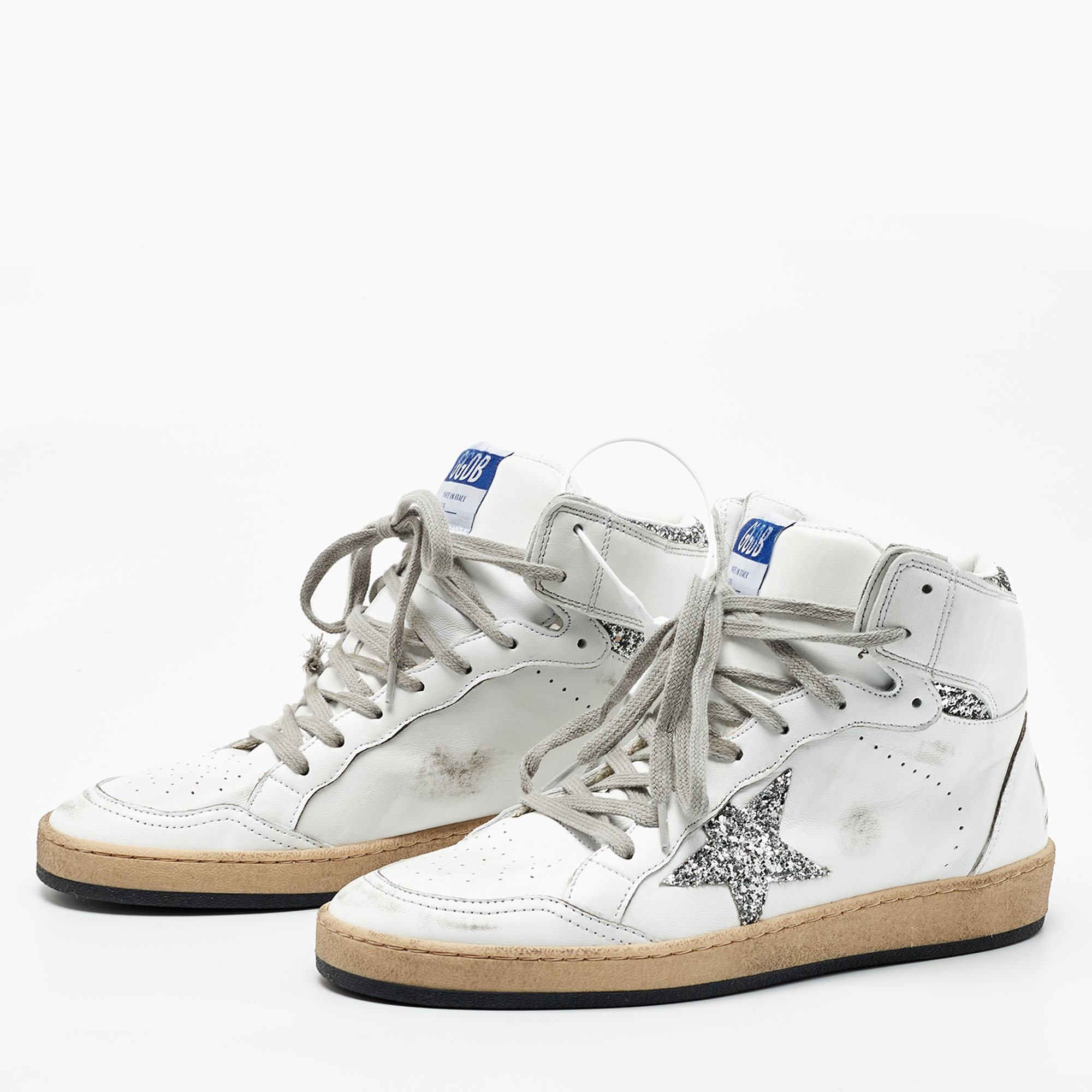 

Golden Goose White Leather Sky Star Sneakers Size