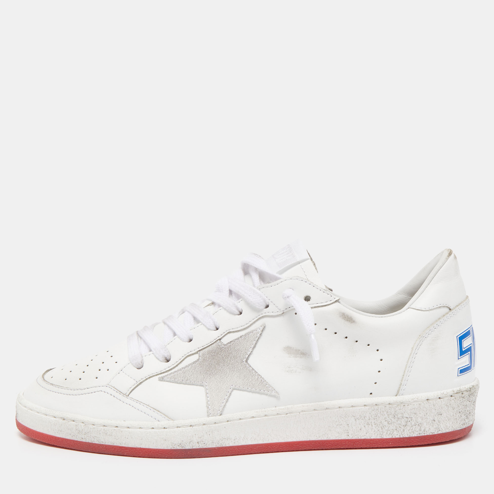 Pre Owned Golden Goose White Leather Ballstar Sneakers Size 41