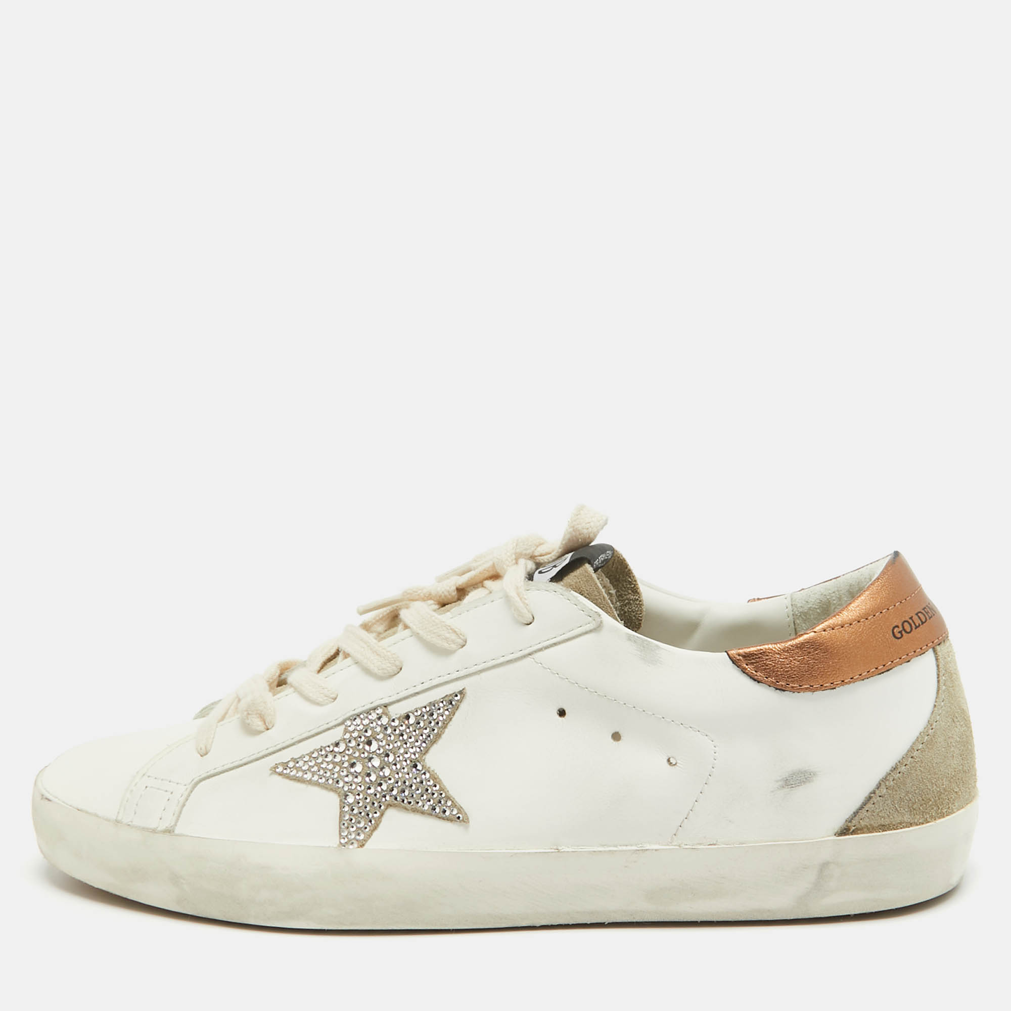 

Golden Goose White Leather Superstar Sneakers Size