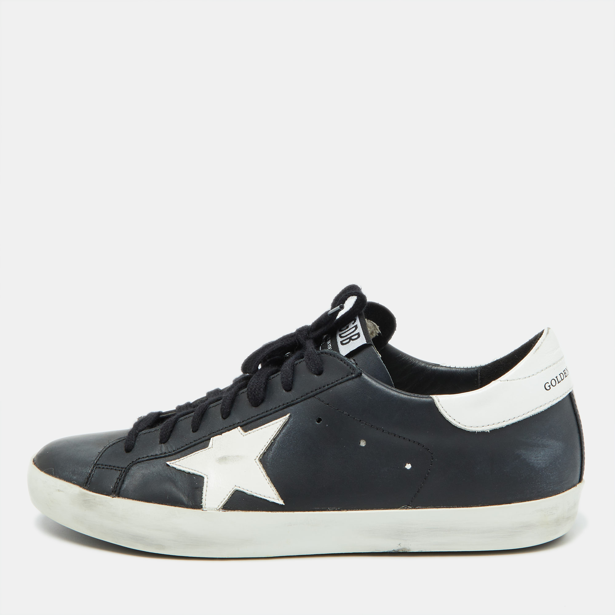 

Golden Goose Black/White Leather Super Star Sneakers Size