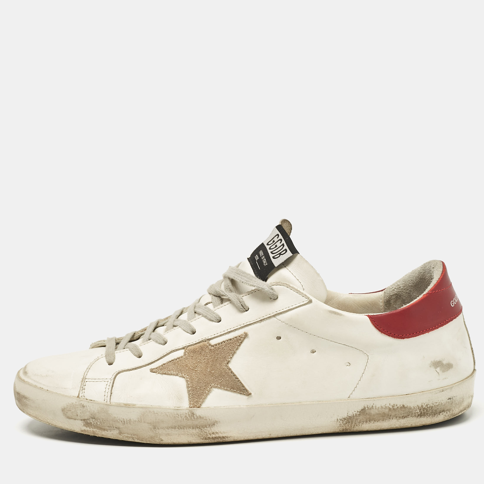 Pre-owned Golden Goose White Leather Super Star Lace Up Sneakers Size 46