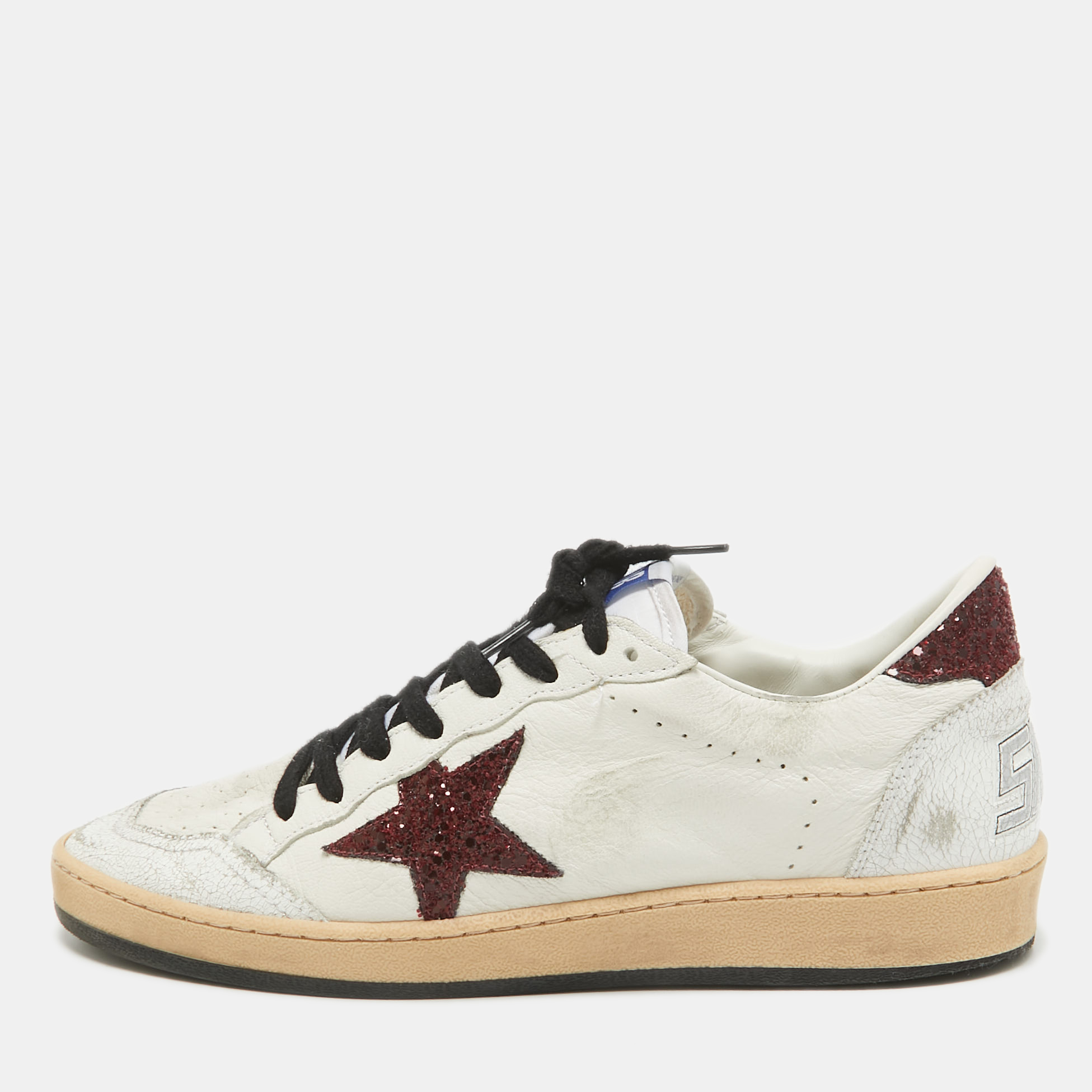 

Golden Goose White Leather Ballstar Lace Up Sneakers Size