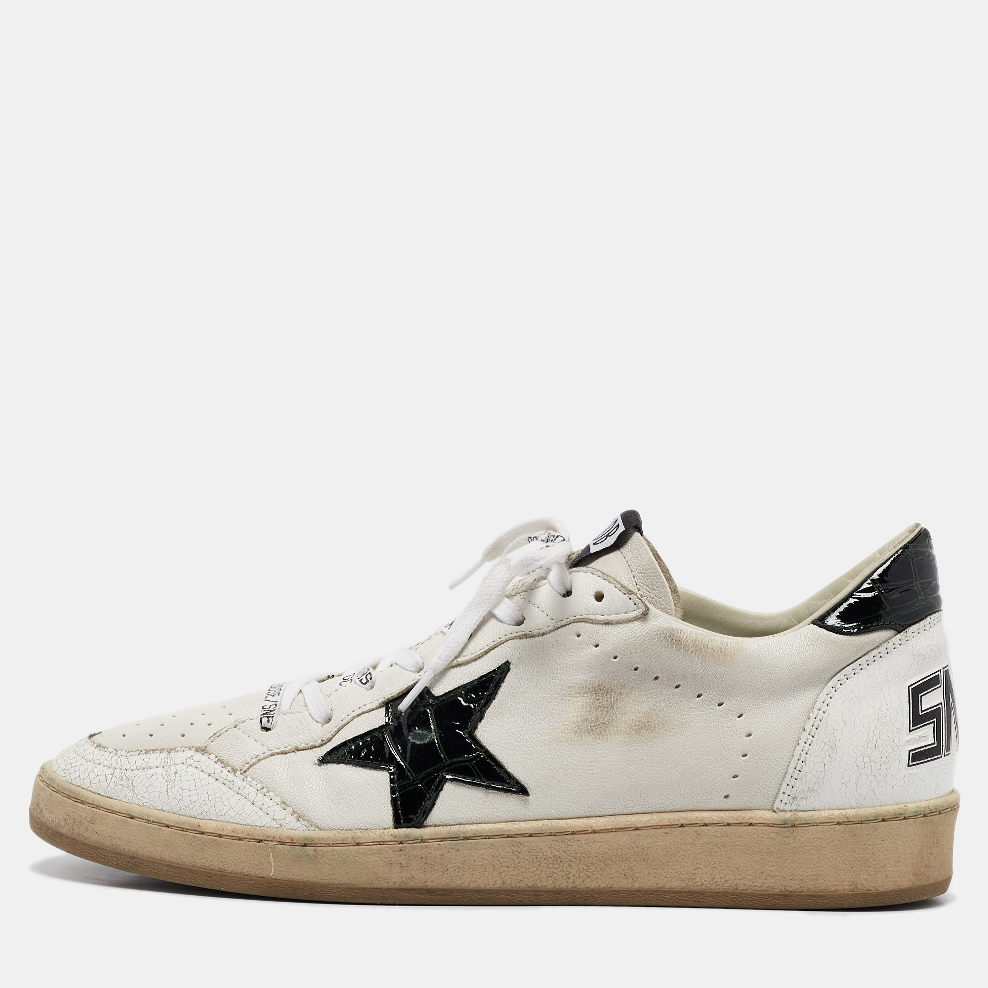 

Golden Goose White Leather Ballstar Lace Up Sneakers Size