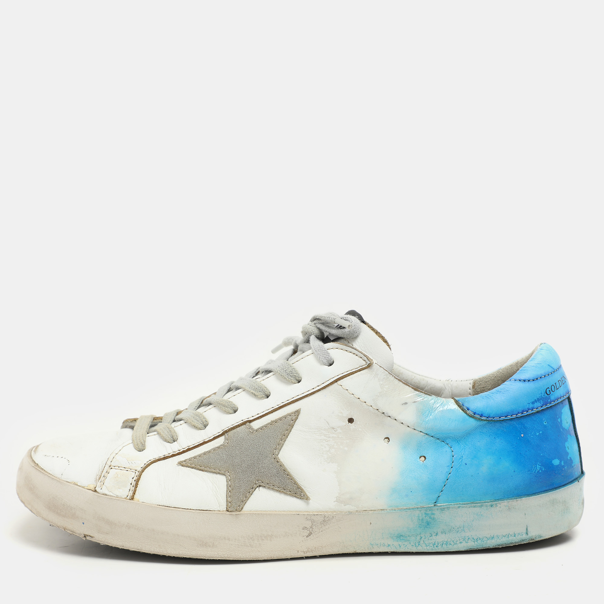 

Golden Goose Blue/White Leather Super Star Low Top Sneakers Size 42