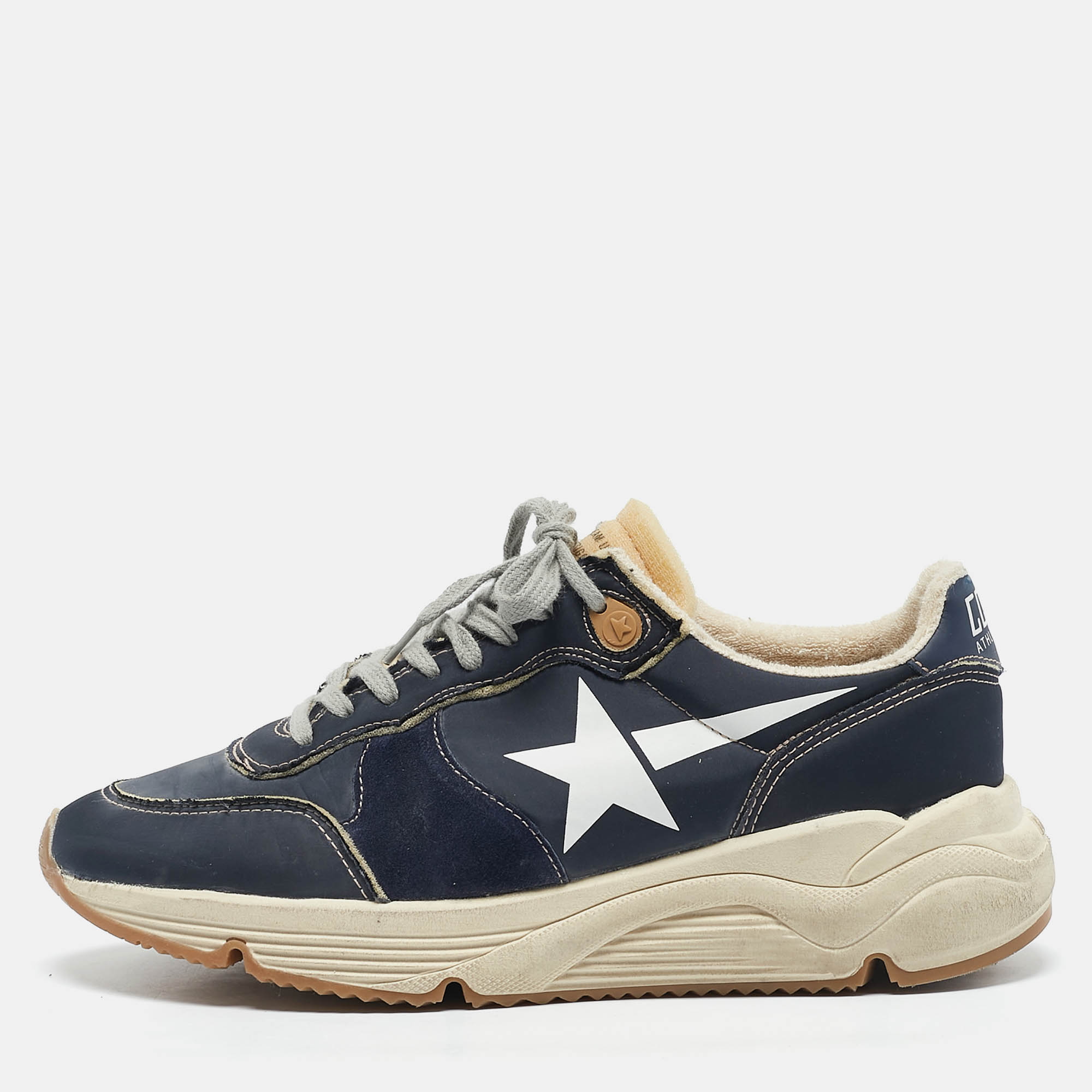 

Golden Goose Blue/White Leather Running Sole Low Top Sneakers Size