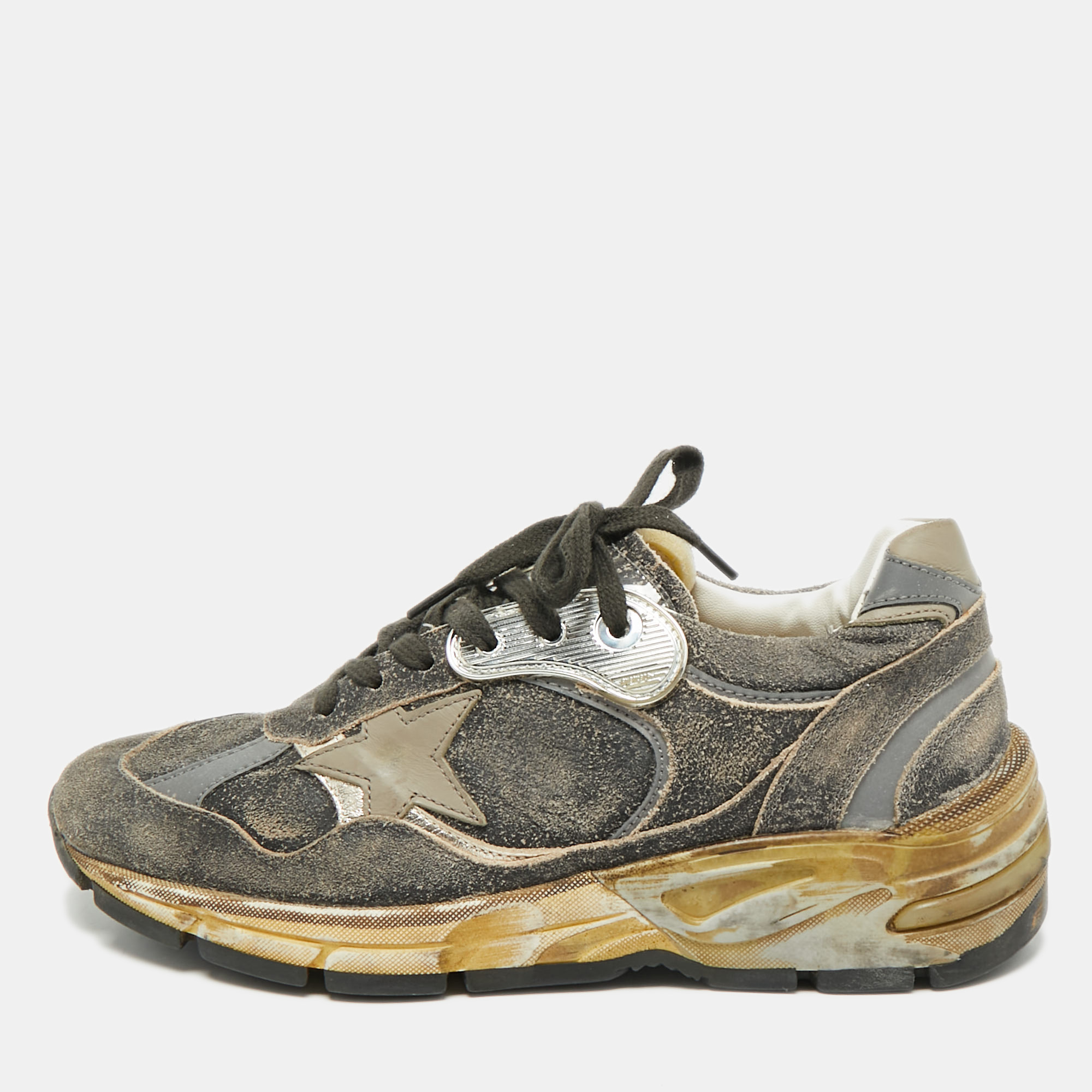 

Golden Goose Two Tone Suede and Leather Running Dad Sneakers Size, Black