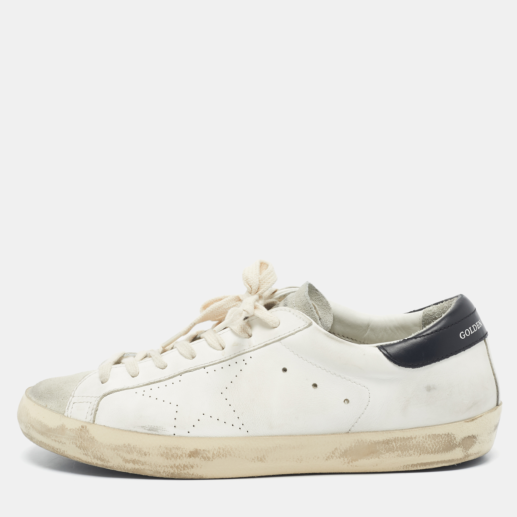 

Golden Goose White/Black Leather and Suede Superstar Sneakers Size